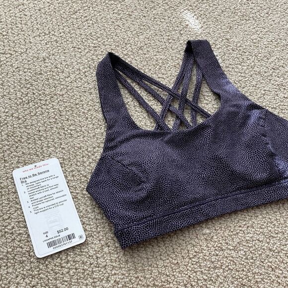 LULULEMON Free to Be Serene Bra Disperse Dusky Strappy Light Support Size 4 EUC - Picture 7 of 9